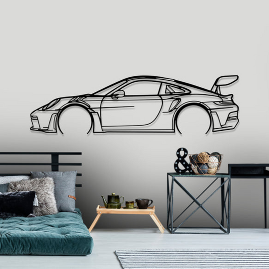 2023 911 GT3 RS Detailed Silhouette Metal Wall Art