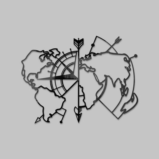 World map Route-Metal with a sleek, polished finish