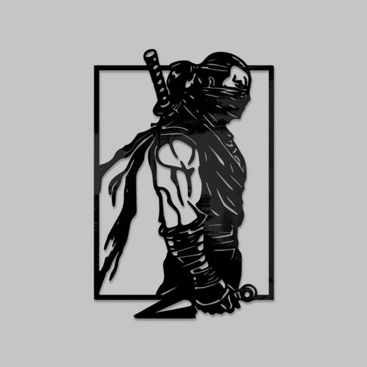 Ninja wall art -Metal with a sleek polished finish