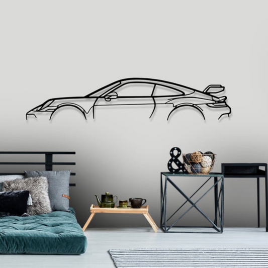 911 GT3 Model 992 Metal Classic Silhouette Wall Art