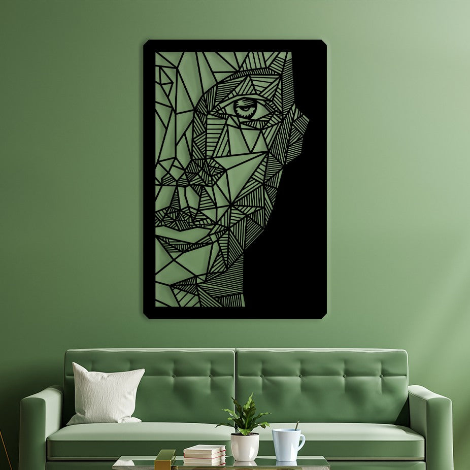 "Elegant Abstract Face Wall Art – Geometric Metal Silhouette Design