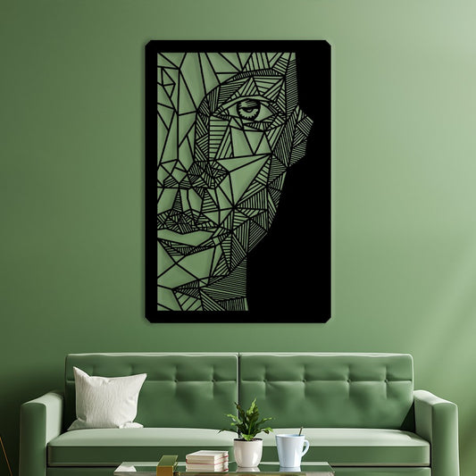 "Elegant Abstract Face Wall Art – Geometric Metal Silhouette Design