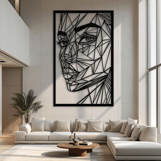 Geometric Line Art – Abstract Woman Face Wall Panel