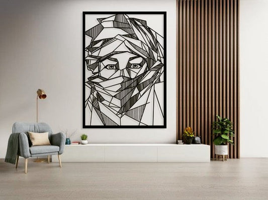 Desert Arabic Geometric Metal Wall Art – Abstract Portrait